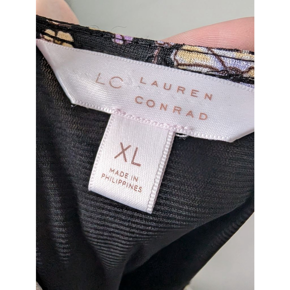 LC Lauren Conrad Black Floral Mini Dress XL, Women's - Picture 2 of 11